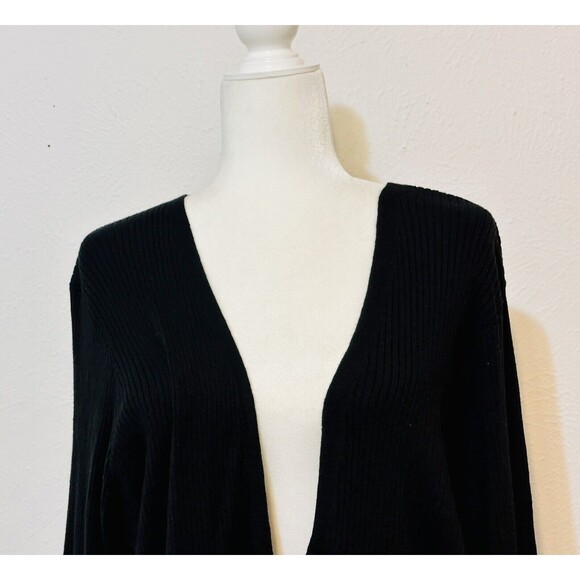 Torrid Women Size 4 Black Ribbed Tie Front Long Sleeve Cardigan Everyday Staple - Picture 2 of 12